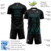 Custom Black Teal Splash Sublimation Soccer Uniform Jersey