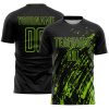 Custom Black Neon Green Splash Sublimation Soccer Uniform Jersey