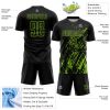 Custom Black Neon Green Splash Sublimation Soccer Uniform Jersey