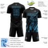 Custom Black Sky Blue Splash Sublimation Soccer Uniform Jersey