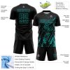 Custom Black Aqua Splash Sublimation Soccer Uniform Jersey