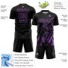 Custom Black Medium Purple Splash Sublimation Soccer Uniform Jersey