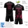 Custom Black Neon Pink Splash Sublimation Soccer Uniform Jersey