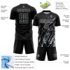 Custom Black Silver Splash Sublimation Soccer Uniform Jersey
