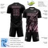 Custom Black Light Pink Splash Sublimation Soccer Uniform Jersey