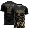 Custom Black Vegas Gold Splash Sublimation Soccer Uniform Jersey