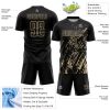 Custom Black Vegas Gold Splash Sublimation Soccer Uniform Jersey