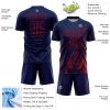 Custom Navy Red Splash Sublimation Soccer Uniform Jersey