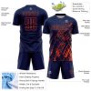 Custom Navy Orange Splash Sublimation Soccer Uniform Jersey