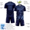 Custom Navy Light Blue Splash Sublimation Soccer Uniform Jersey