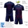 Custom Navy Crimson Splash Sublimation Soccer Uniform Jersey