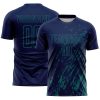 Custom Navy Teal Splash Sublimation Soccer Uniform Jersey