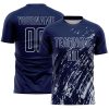 Custom Navy Silver Splash Sublimation Soccer Uniform Jersey